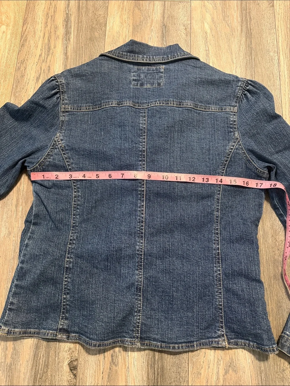 Studio West Dark Blue Denim Jacket with Beaded Pocket Fringe
